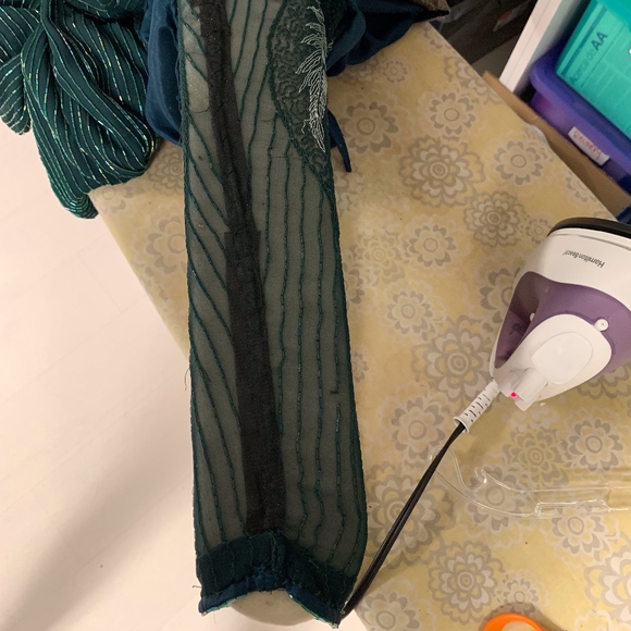 ❌SOLD❌Vintage 80's Beaded Silk High-Leg Slit Gown - Picture 7 of 8